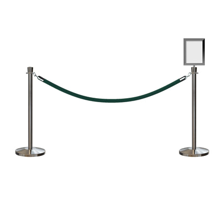 Crown Top Post and Rope Stanchion Kit with Sign Frame - Montour Line - Crowd Control Warehouse