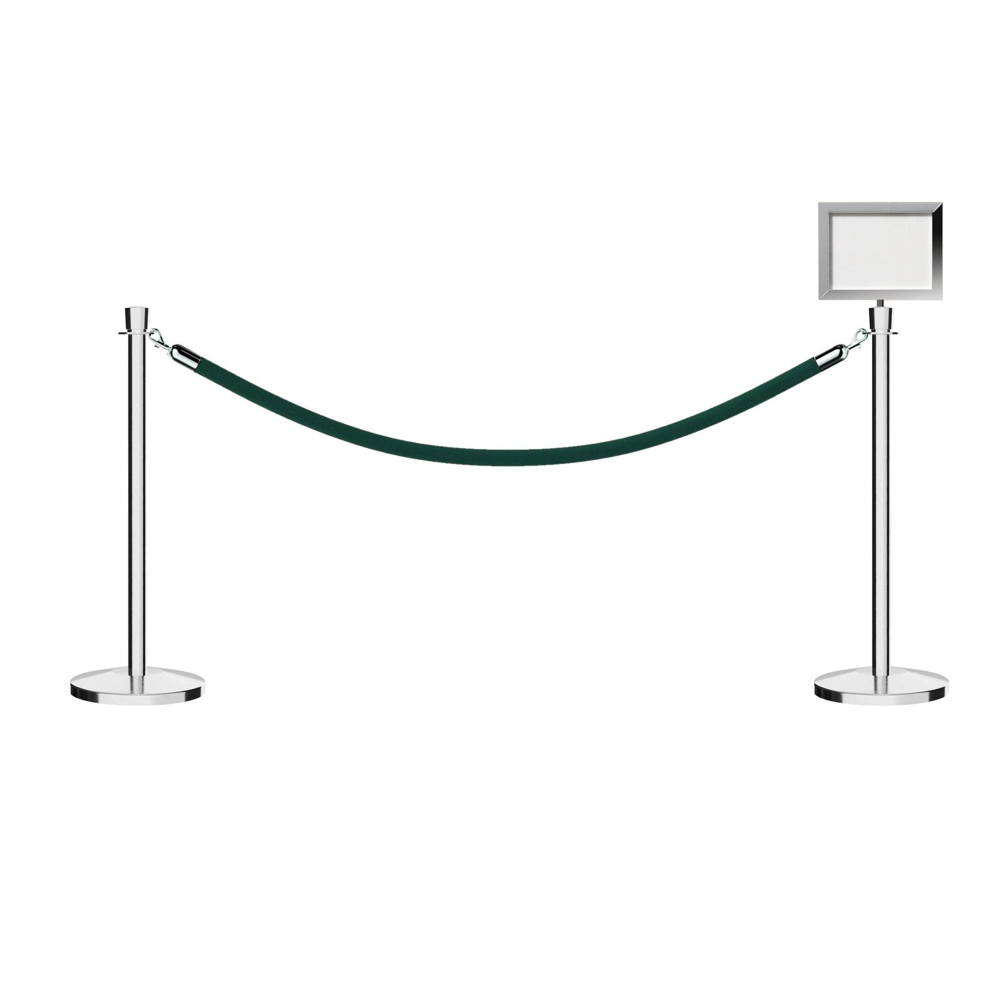 Crown Top Post and Rope Stanchion Kit with Sign Frame - Montour Line - Crowd Control Warehouse