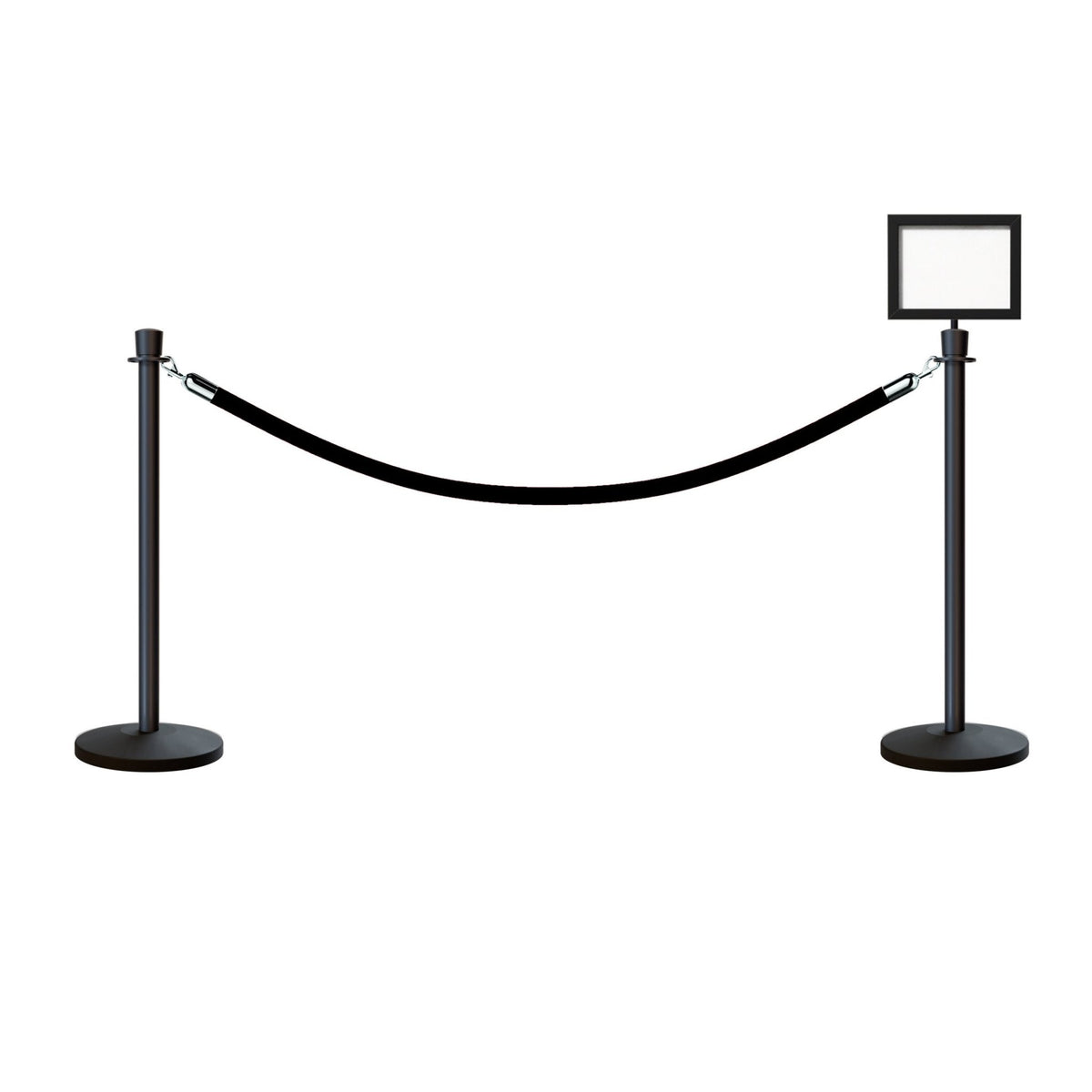 Crown Top Post and Rope Stanchion Kit with Sign Frame - Montour Line - Crowd Control Warehouse