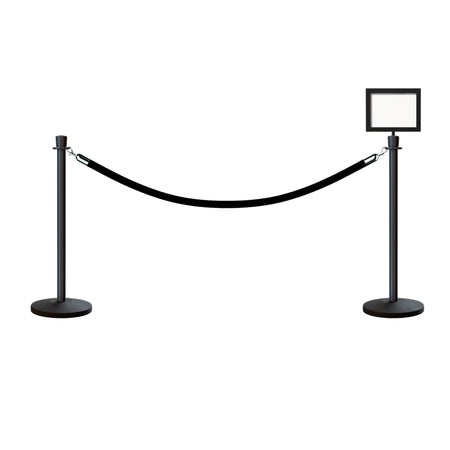 Crown Top Post and Rope Stanchion Kit with Sign Frame - Montour Line - Crowd Control Warehouse
