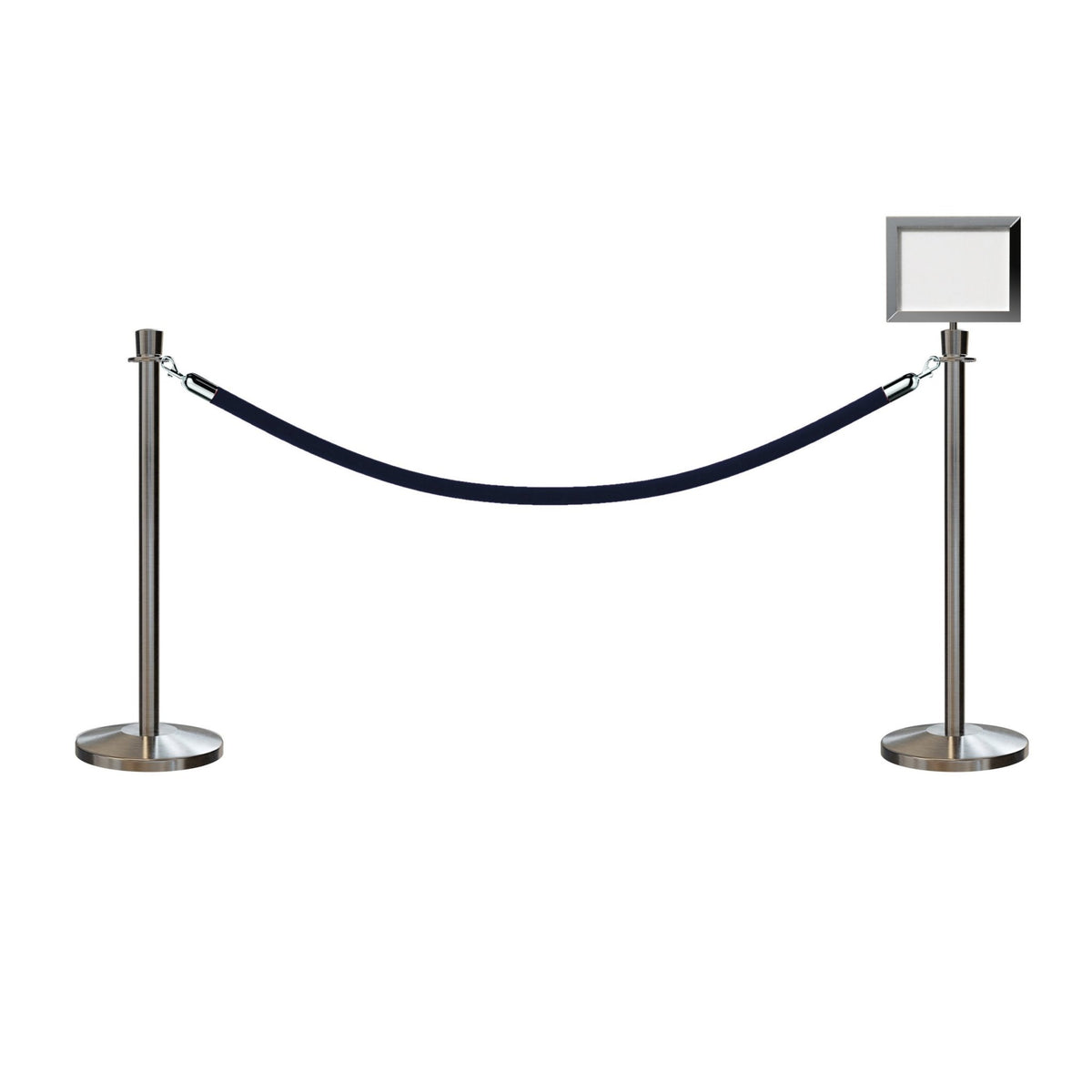 Crown Top Post and Rope Stanchion Kit with Sign Frame - Montour Line - Crowd Control Warehouse