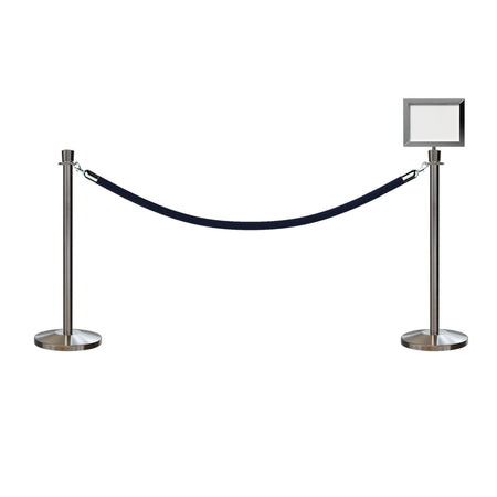 Crown Top Post and Rope Stanchion Kit with Sign Frame - Montour Line - Crowd Control Warehouse