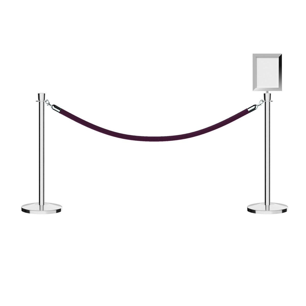Crown Top Post and Rope Stanchion Kit with Sign Frame - Montour Line - Crowd Control Warehouse