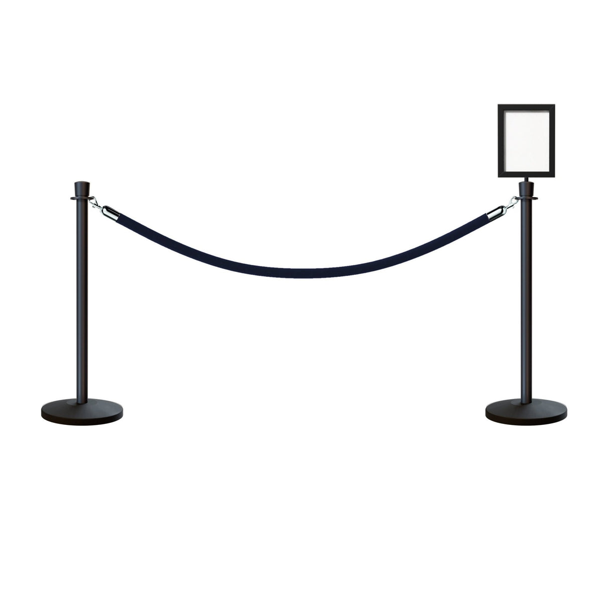 Crown Top Post and Rope Stanchion Kit with Sign Frame - Montour Line - Crowd Control Warehouse