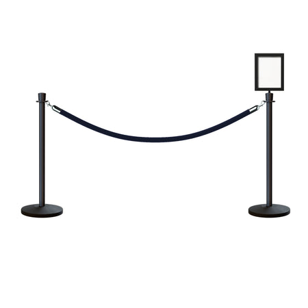 Crown Top Post and Rope Stanchion Kit with Sign Frame - Montour Line - Crowd Control Warehouse