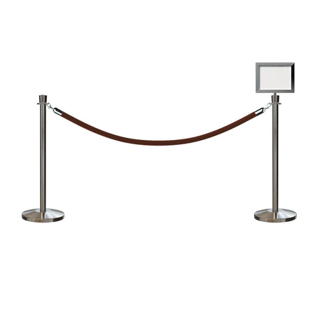 Crown Top Post and Rope Stanchion Kit with Sign Frame - Montour Line - Crowd Control Warehouse