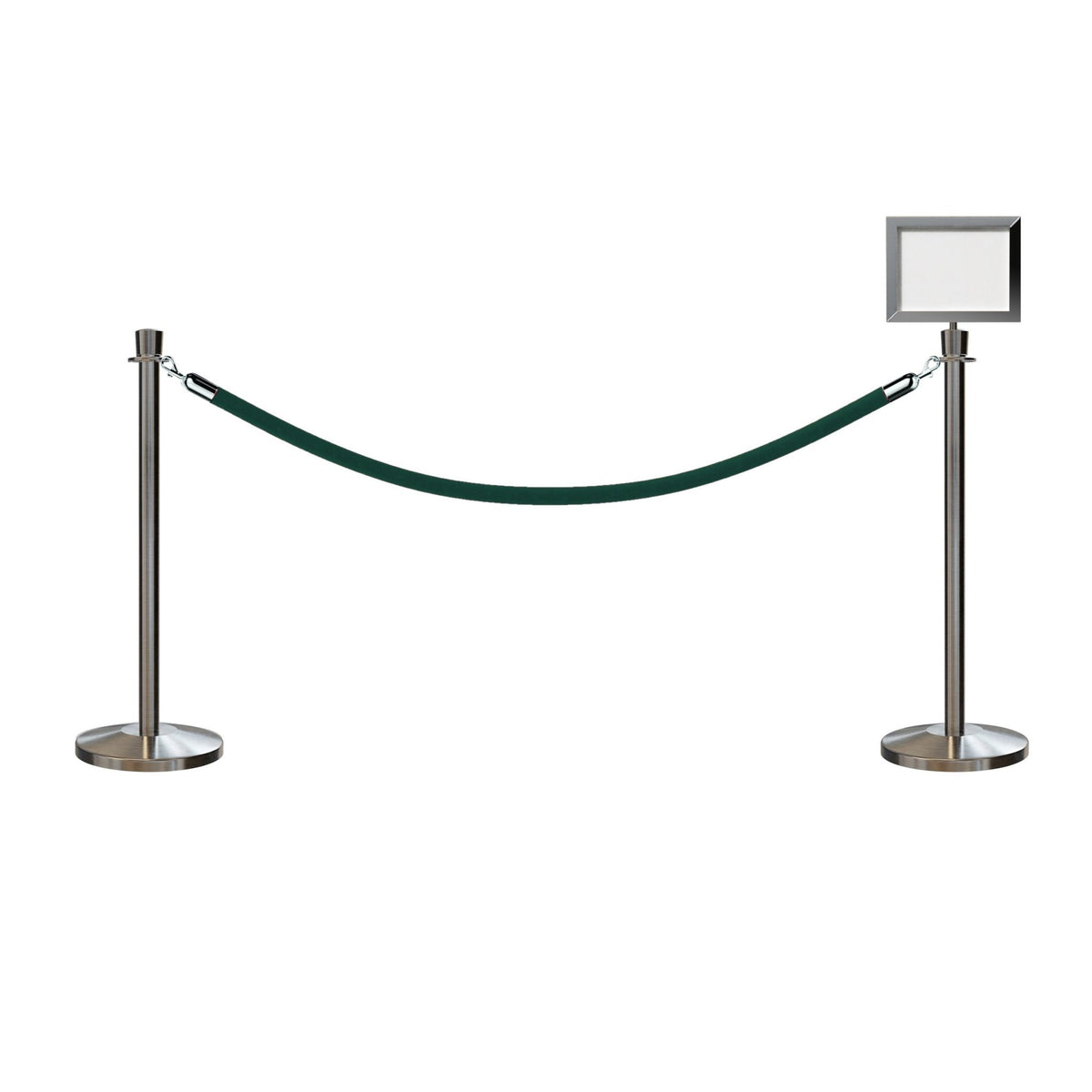 Crown Top Post and Rope Stanchion Kit with Sign Frame - Montour Line - Crowd Control Warehouse