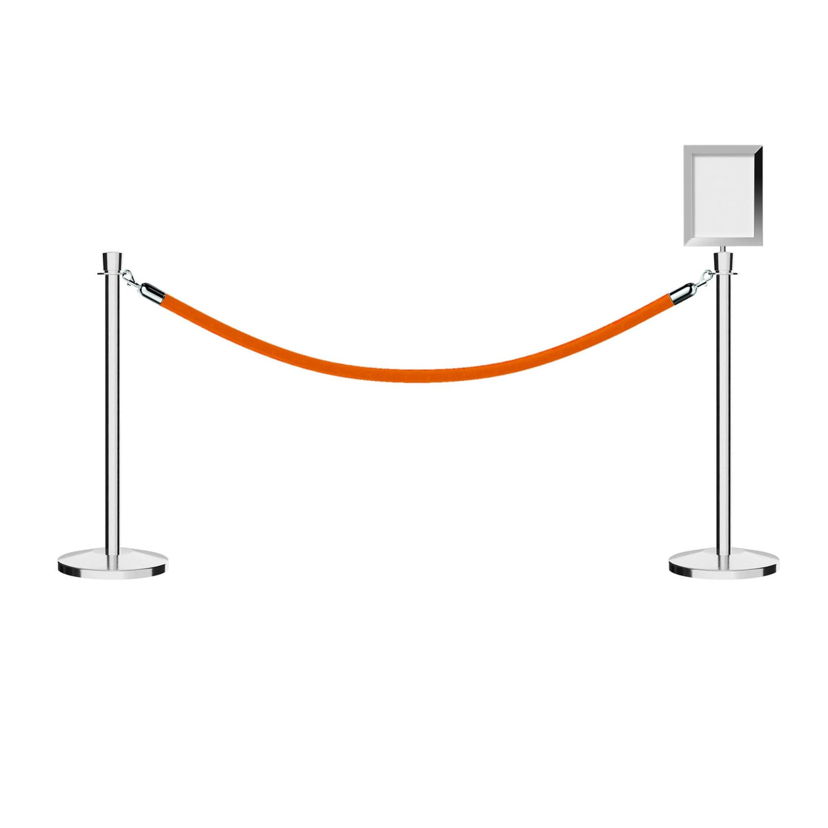 Crown Top Post and Rope Stanchion Kit with Sign Frame - Montour Line - Crowd Control Warehouse