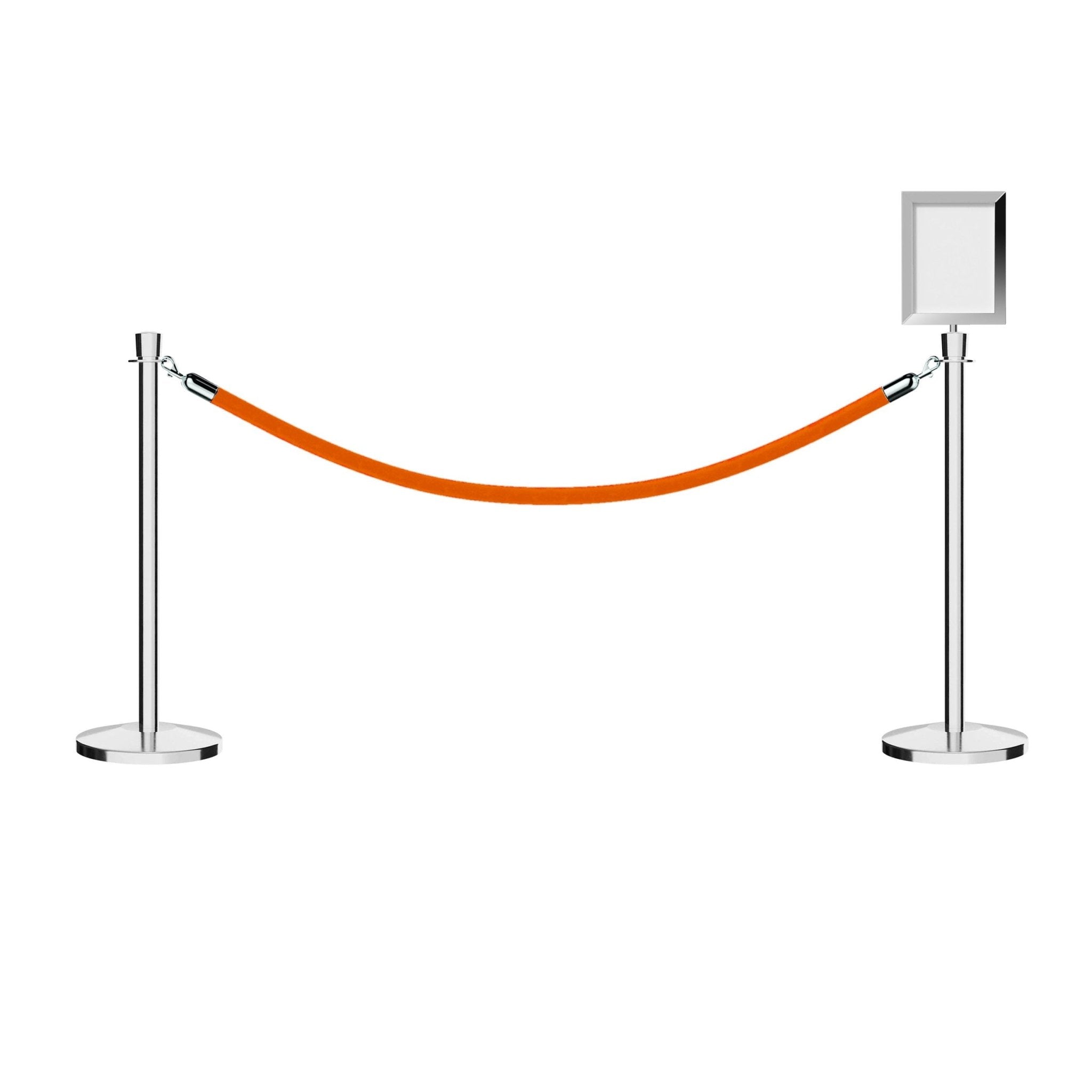 Crown Top Post and Rope Stanchion Kit with Sign Frame - Montour Line - Crowd Control Warehouse