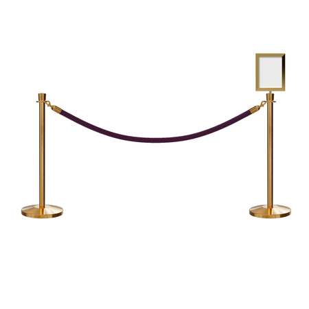 Crown Top Post and Rope Stanchion Kit with Sign Frame - Montour Line - Crowd Control Warehouse