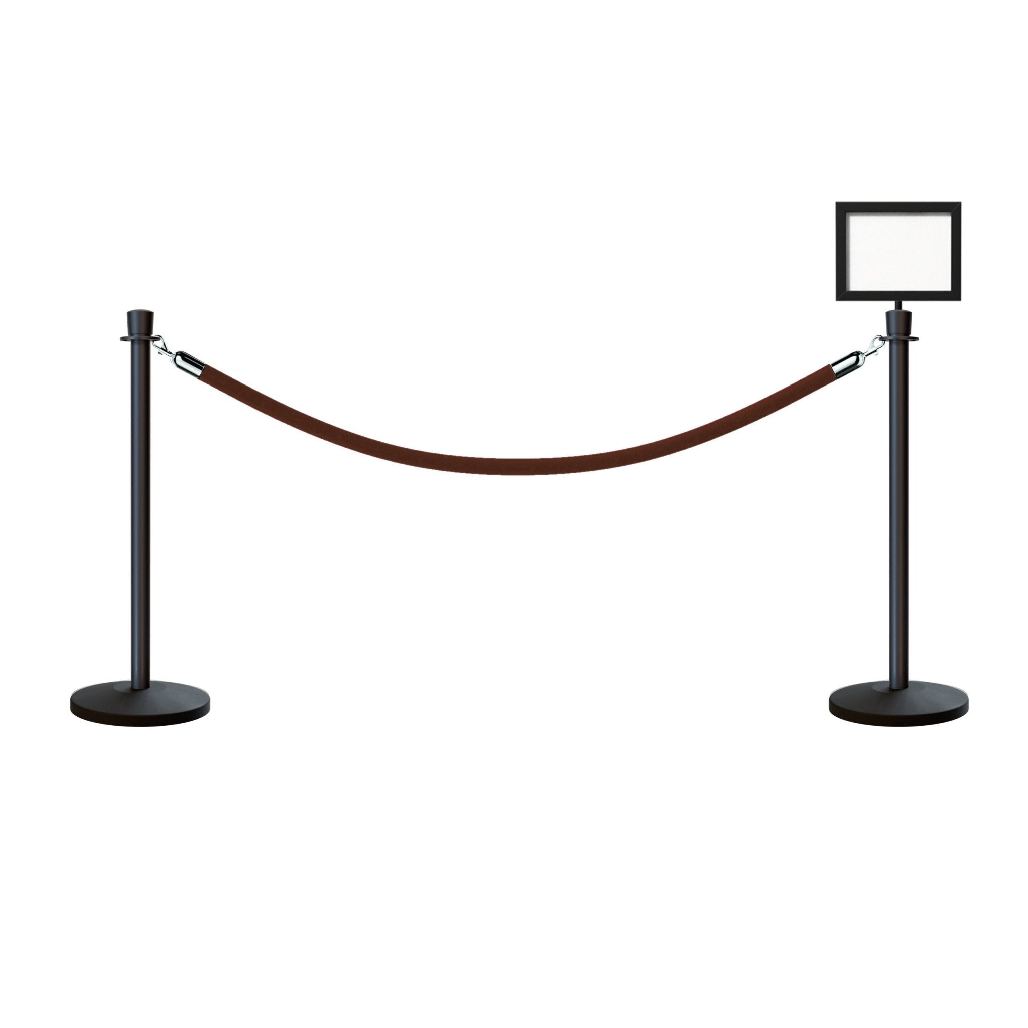 Crown Top Post and Rope Stanchion Kit with Sign Frame - Montour Line - Crowd Control Warehouse