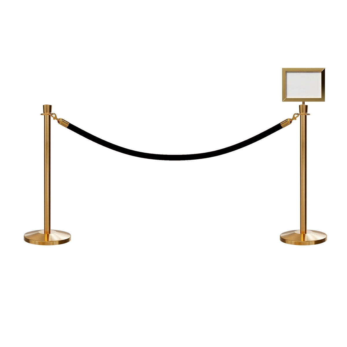 Crown Top Post and Rope Stanchion Kit with Sign Frame - Montour Line - Crowd Control Warehouse
