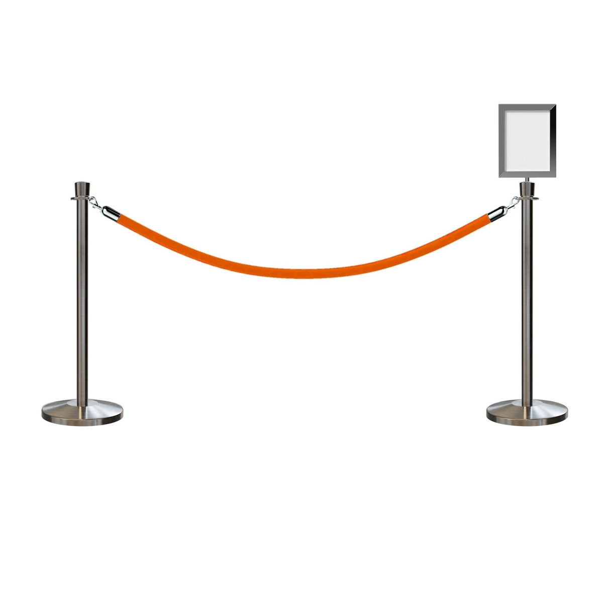 Crown Top Post and Rope Stanchion Kit with Sign Frame - Montour Line - Crowd Control Warehouse