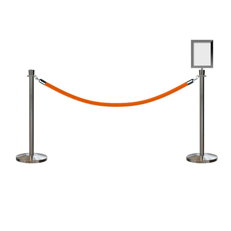 Crown Top Post and Rope Stanchion Kit with Sign Frame - Montour Line - Crowd Control Warehouse