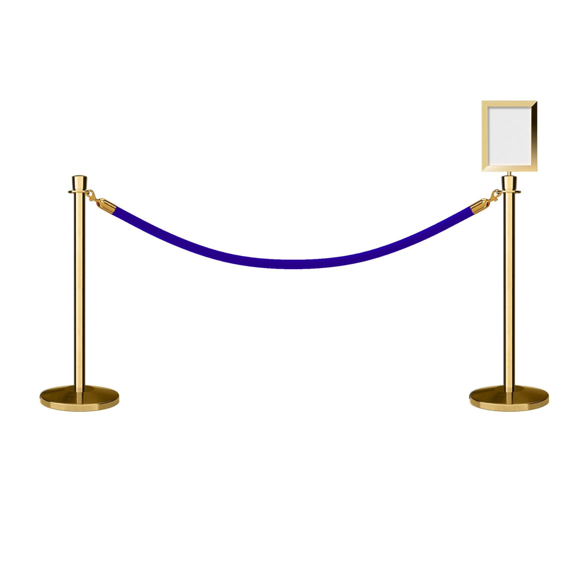 Crown Top Post and Rope Stanchion Kit with Sign Frame - Montour Line - Crowd Control Warehouse