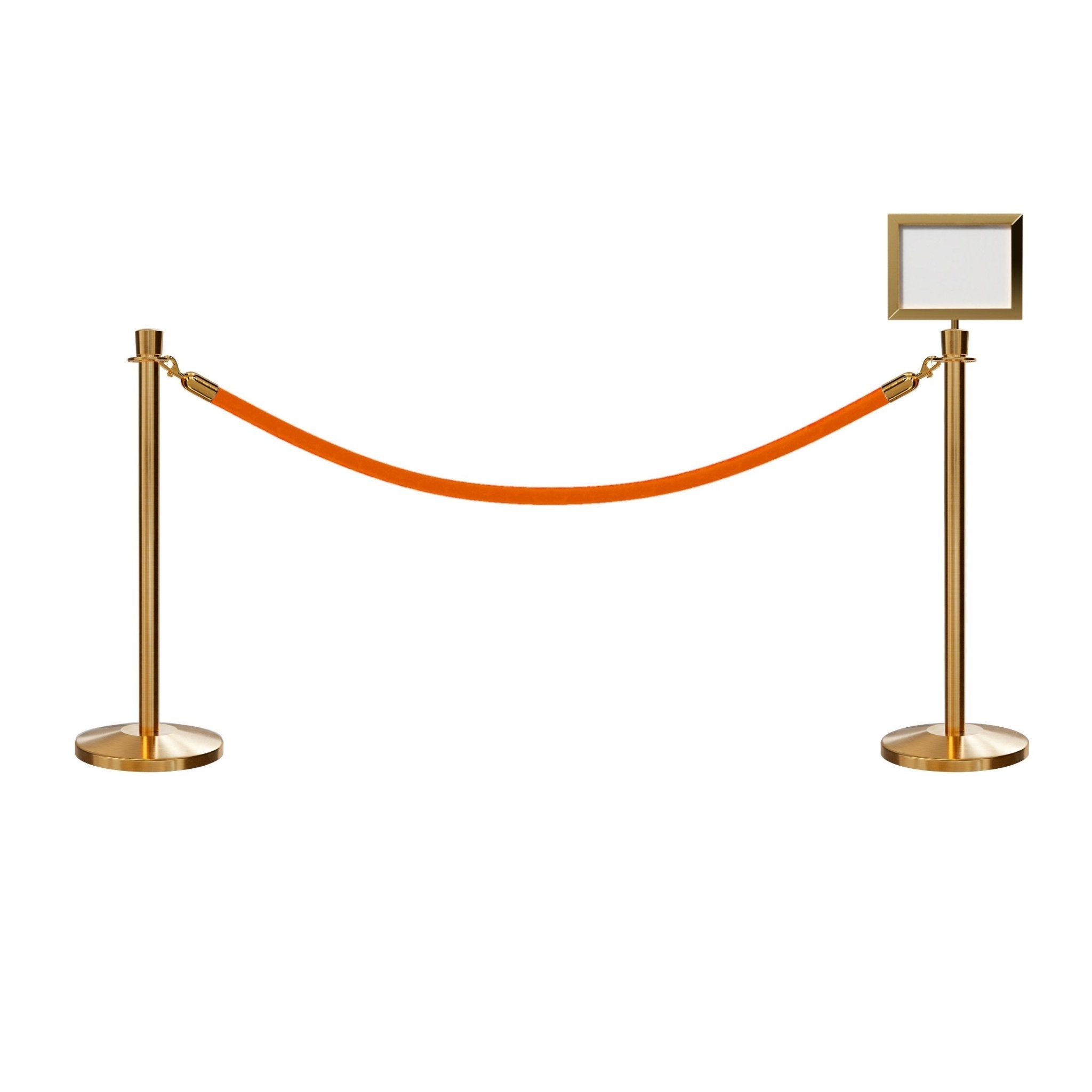 Crown Top Post and Rope Stanchion Kit with Sign Frame - Montour Line - Crowd Control Warehouse