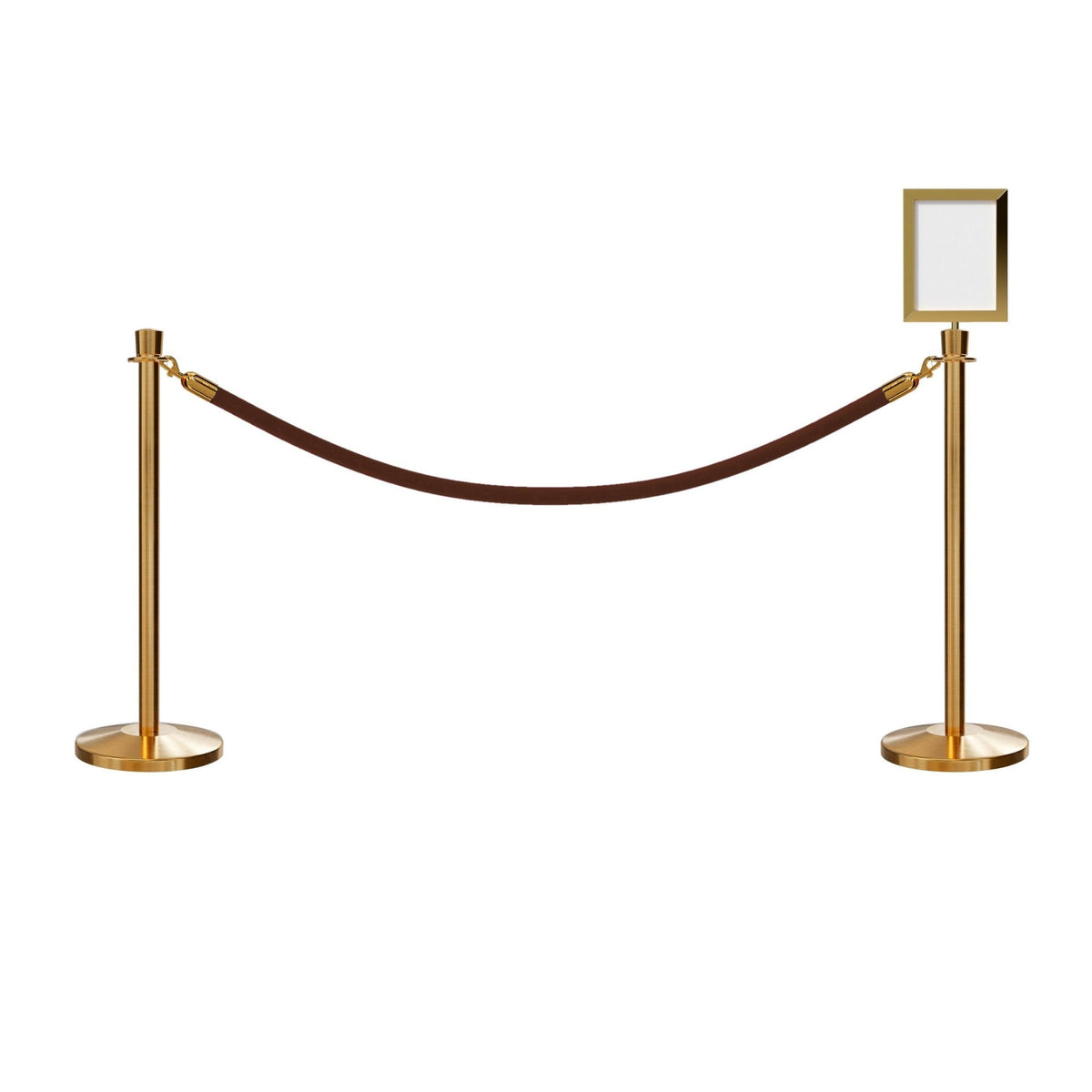 Crown Top Post and Rope Stanchion Kit with Sign Frame - Montour Line - Crowd Control Warehouse
