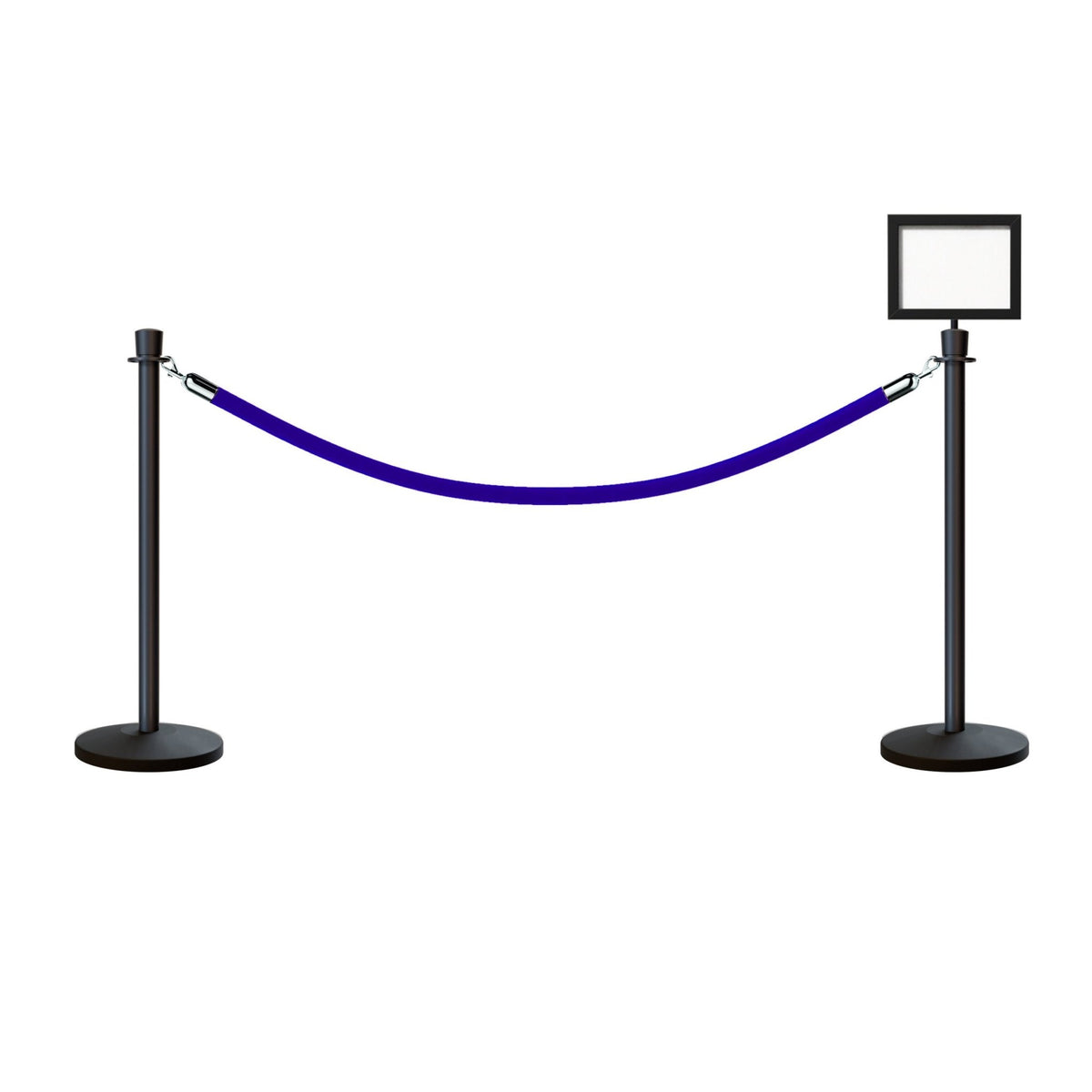Crown Top Post and Rope Stanchion Kit with Sign Frame - Montour Line - Crowd Control Warehouse