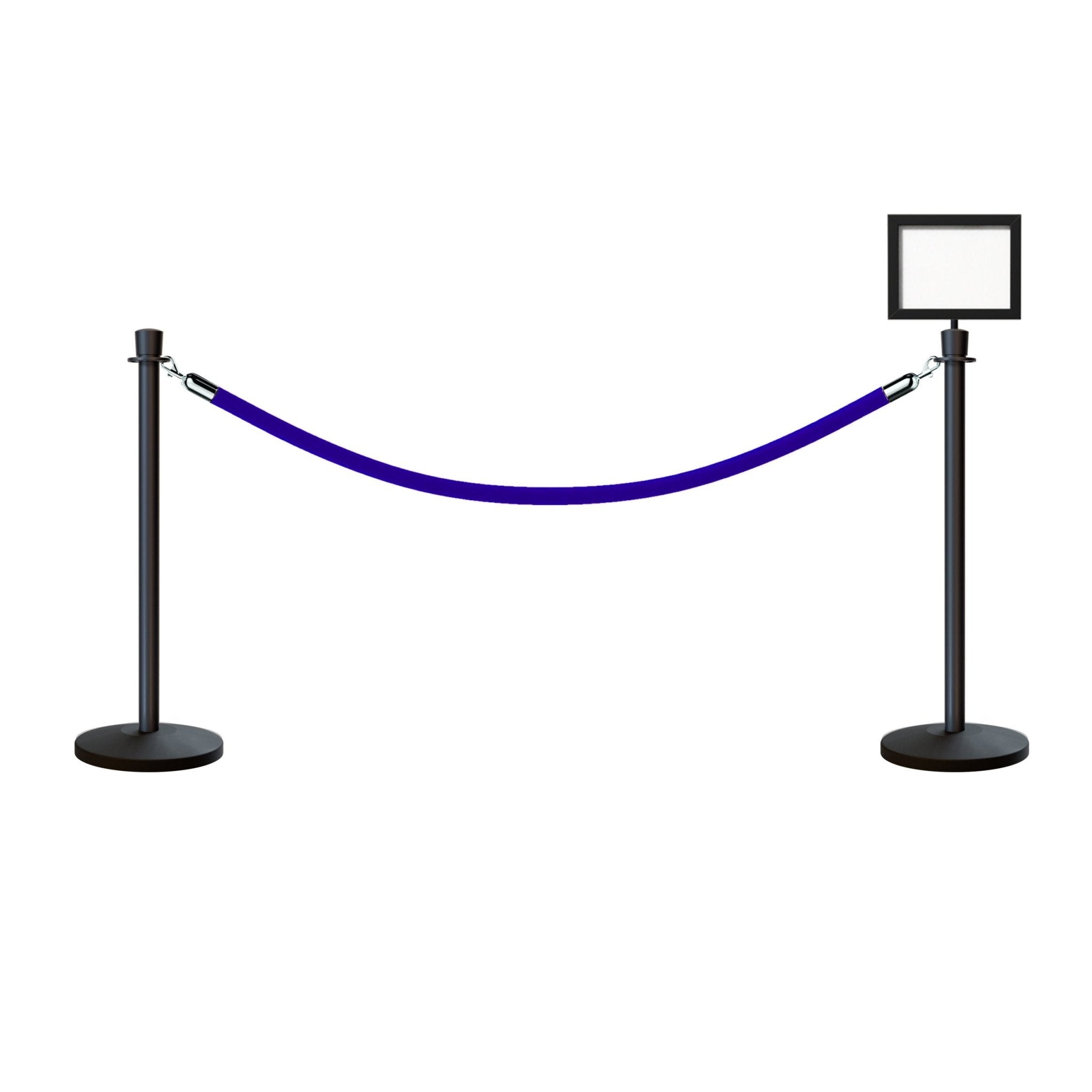 Crown Top Post and Rope Stanchion Kit with Sign Frame - Montour Line - Crowd Control Warehouse