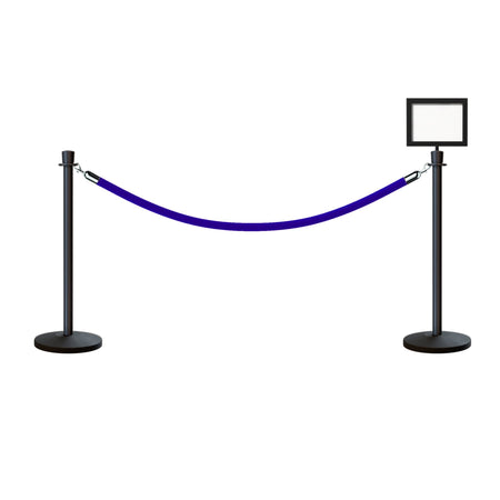 Crown Top Post and Rope Stanchion Kit with Sign Frame - Montour Line - Crowd Control Warehouse
