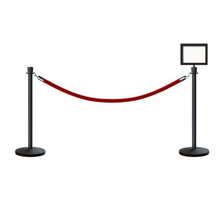 Crown Top Post and Rope Stanchion Kit with Sign Frame - Montour Line - Crowd Control Warehouse
