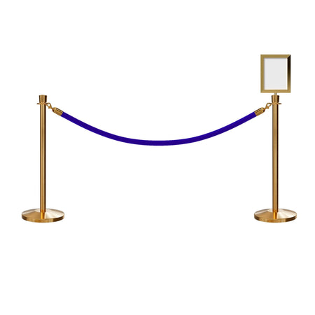 Crown Top Post and Rope Stanchion Kit with Sign Frame - Montour Line - Crowd Control Warehouse