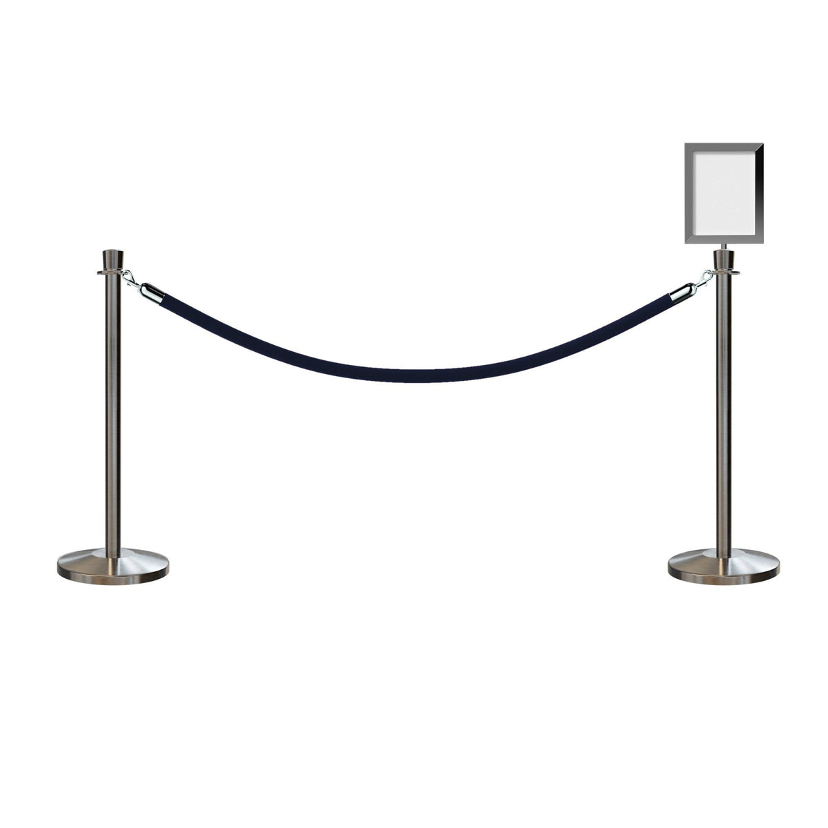 Crown Top Post and Rope Stanchion Kit with Sign Frame - Montour Line - Crowd Control Warehouse