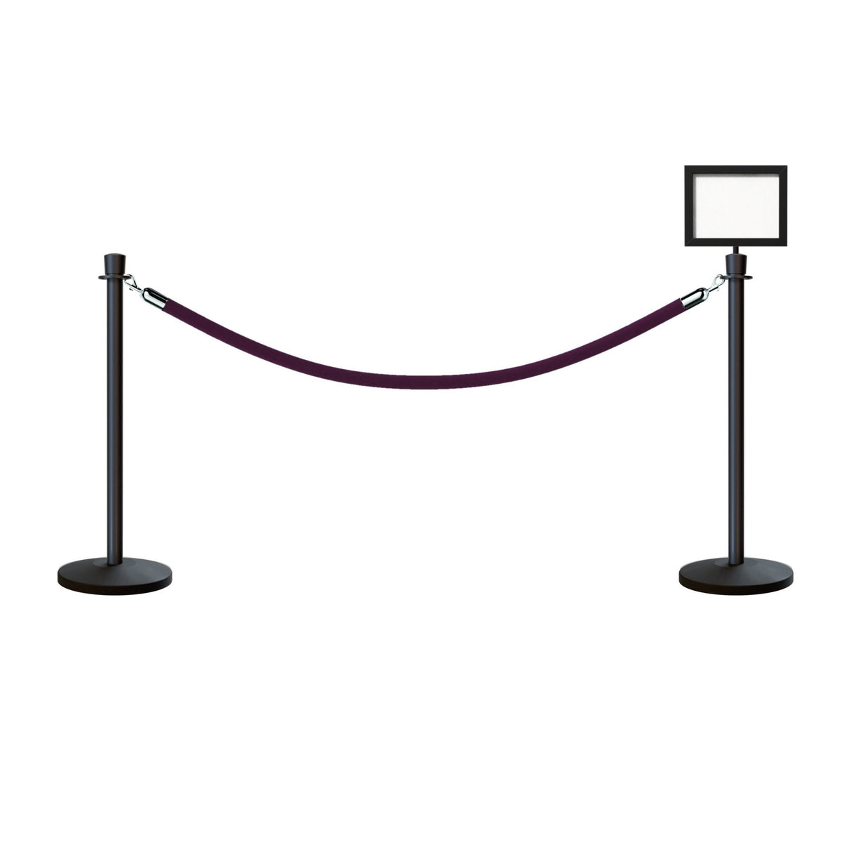 Crown Top Post and Rope Stanchion Kit with Sign Frame - Montour Line - Crowd Control Warehouse