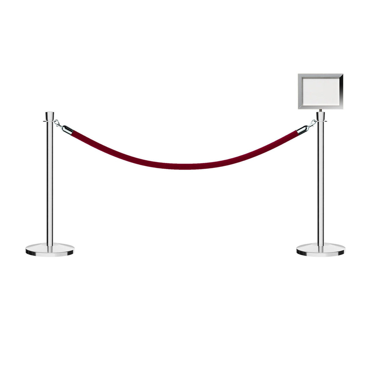 Crown Top Post and Rope Stanchion Kit with Sign Frame - Montour Line - Crowd Control Warehouse