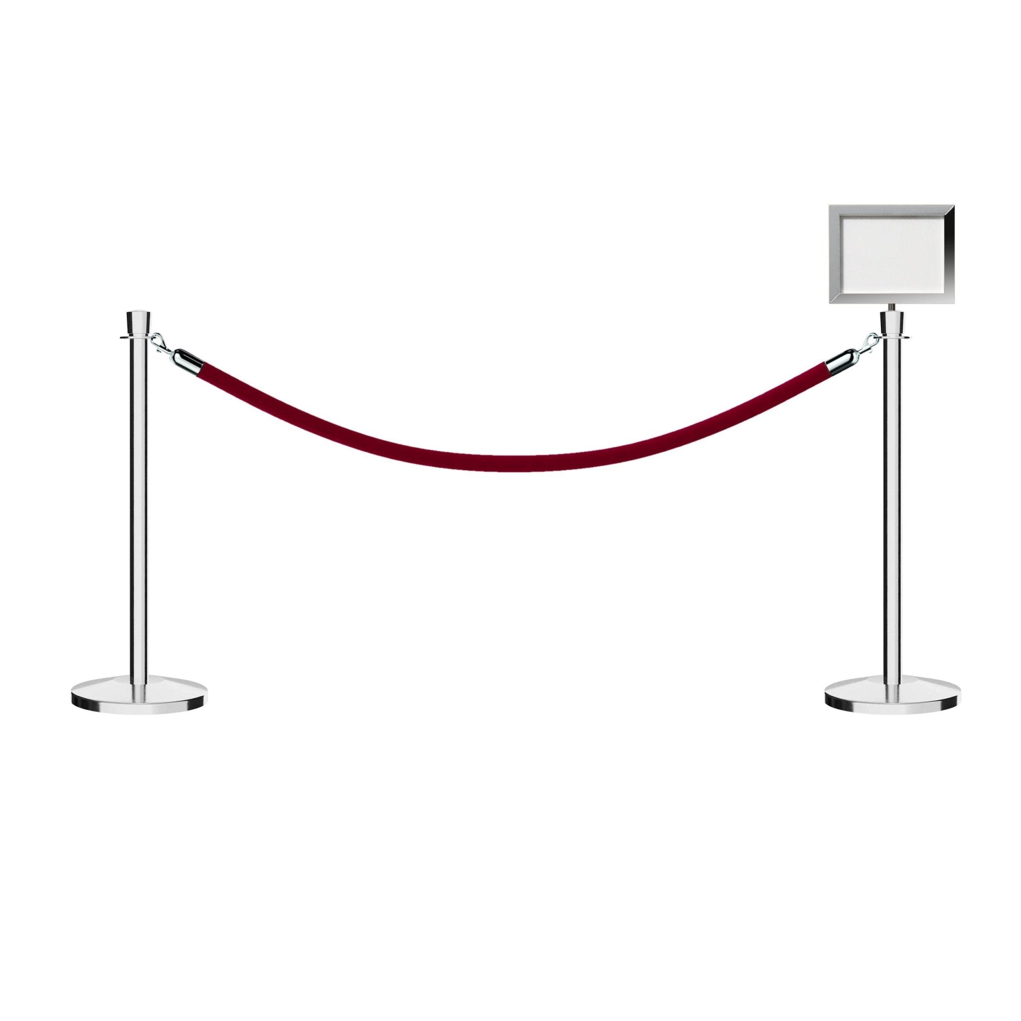 Crown Top Post and Rope Stanchion Kit with Sign Frame - Montour Line - Crowd Control Warehouse