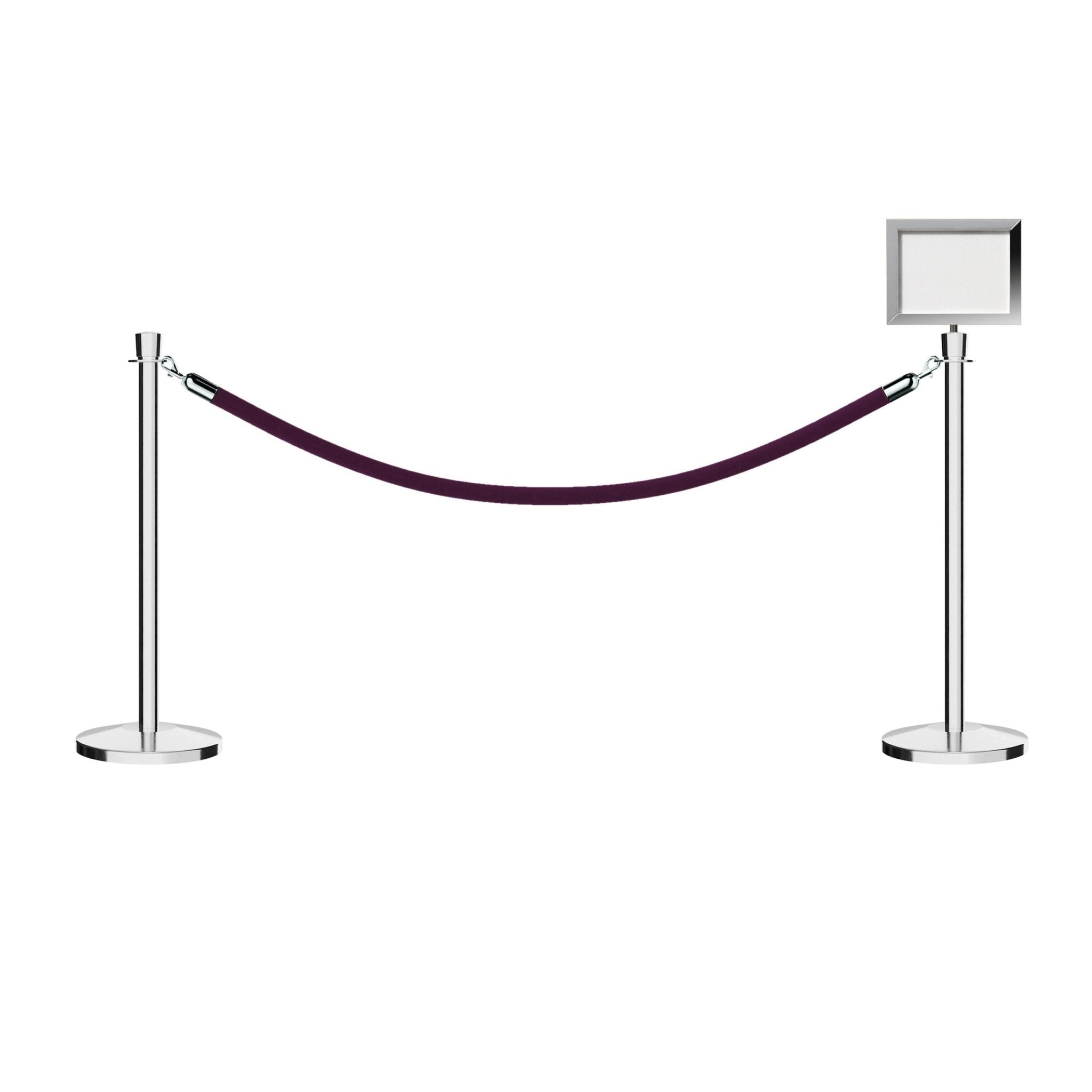 Crown Top Post and Rope Stanchion Kit with Sign Frame - Montour Line - Crowd Control Warehouse