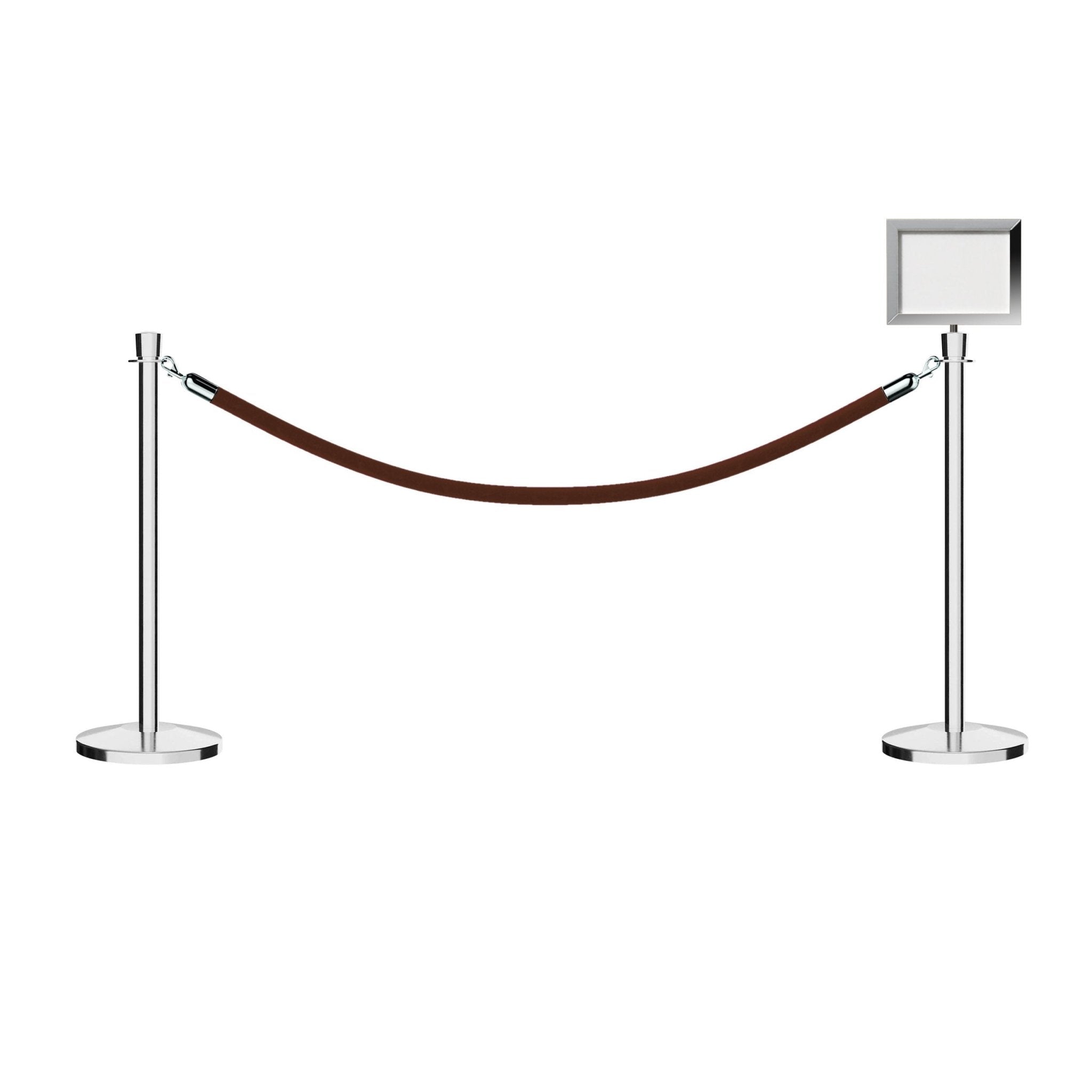 Crown Top Post and Rope Stanchion Kit with Sign Frame - Montour Line - Crowd Control Warehouse