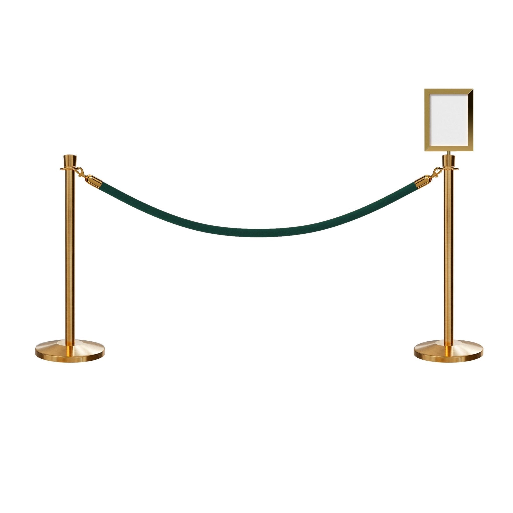 Crown Top Post and Rope Stanchion Kit with Sign Frame - Montour Line - Crowd Control Warehouse