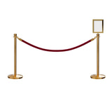 Crown Top Post and Rope Stanchion Kit with Sign Frame - Montour Line - Crowd Control Warehouse