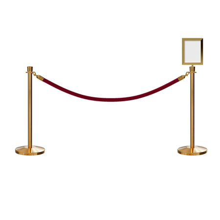 Crown Top Post and Rope Stanchion Kit with Sign Frame - Montour Line - Crowd Control Warehouse