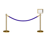 Crown Top Post and Rope Stanchion Kit with Sign Frame - Montour Line - Crowd Control Warehouse