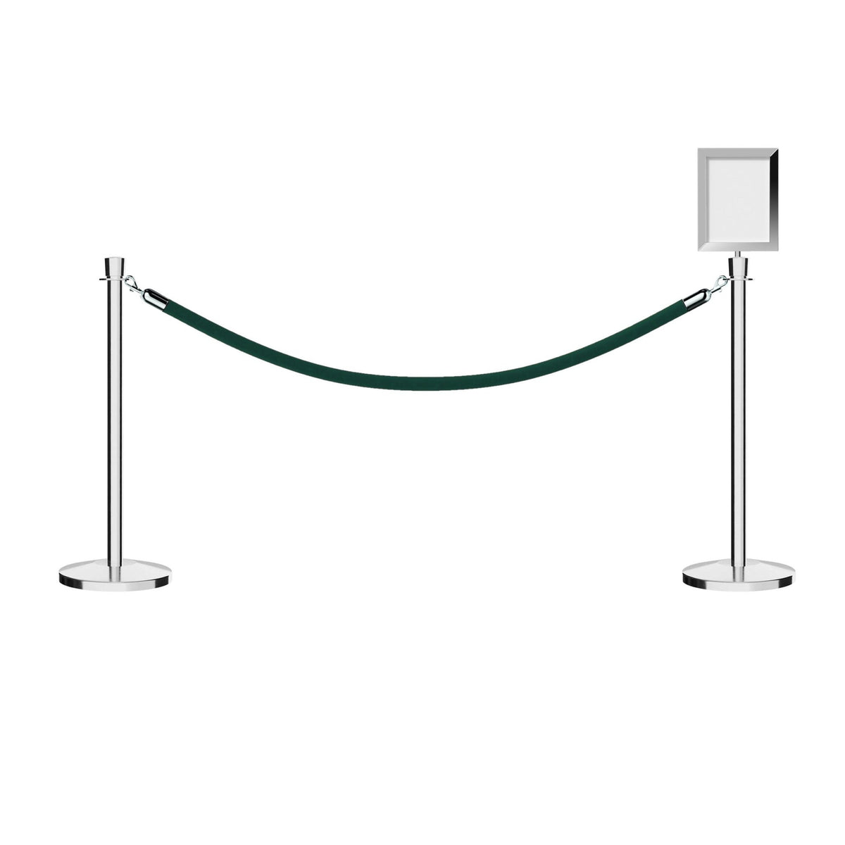 Crown Top Post and Rope Stanchion Kit with Sign Frame - Montour Line - Crowd Control Warehouse