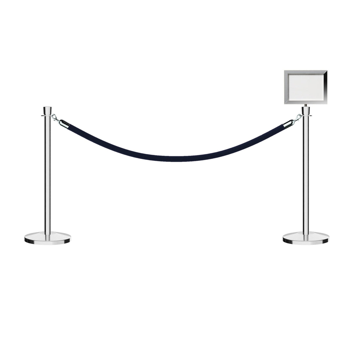 Crown Top Post and Rope Stanchion Kit with Sign Frame - Montour Line - Crowd Control Warehouse