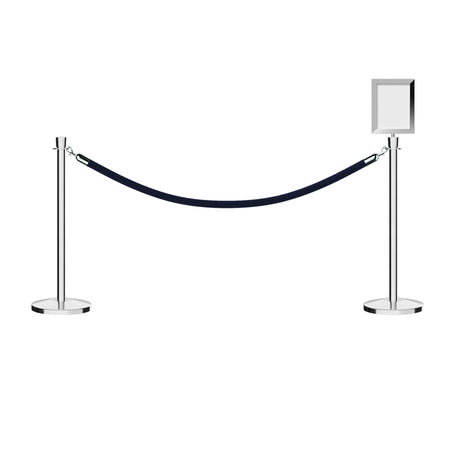 Crown Top Post and Rope Stanchion Kit with Sign Frame - Montour Line - Crowd Control Warehouse