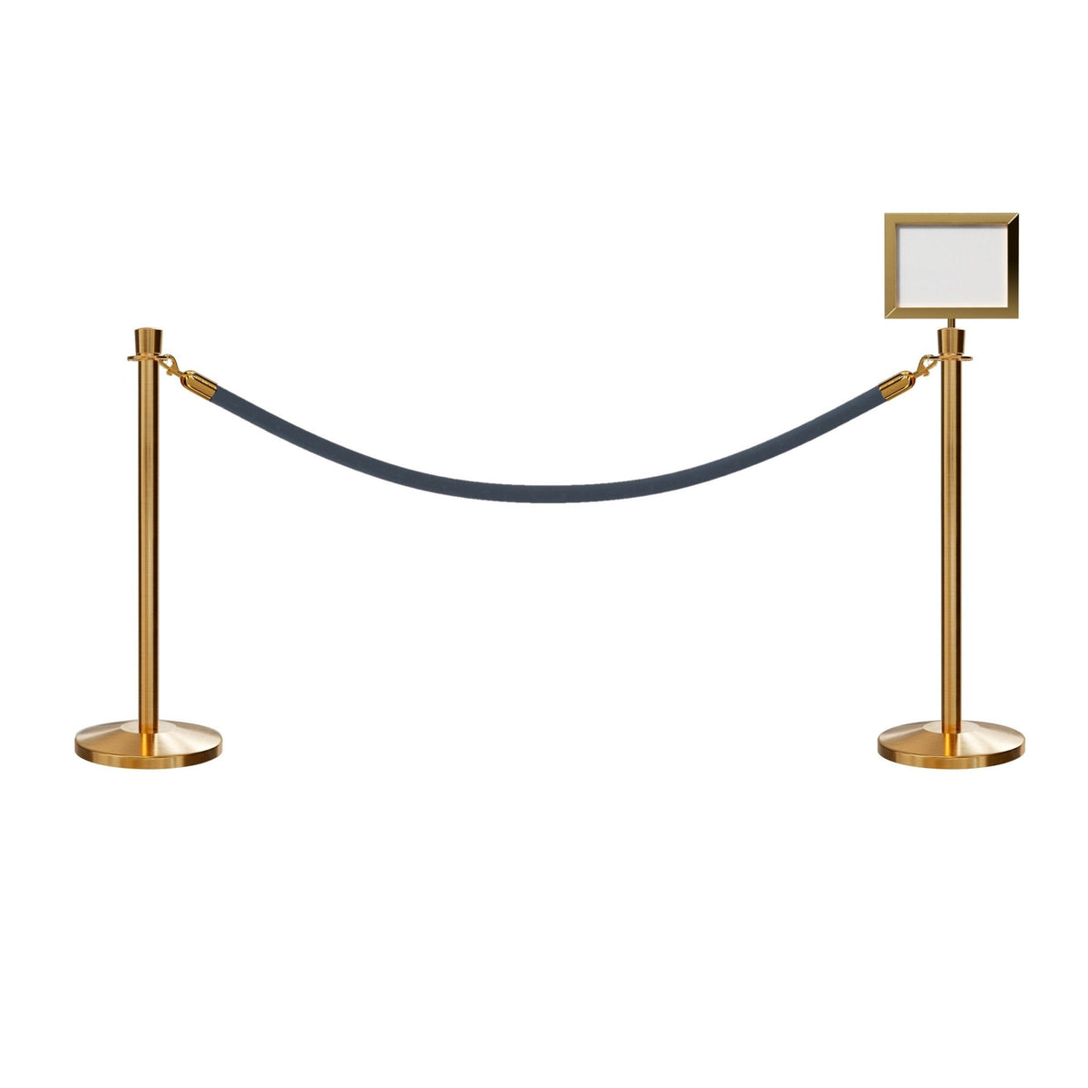 Crown Top Post and Rope Stanchion Kit with Sign Frame - Montour Line - Crowd Control Warehouse
