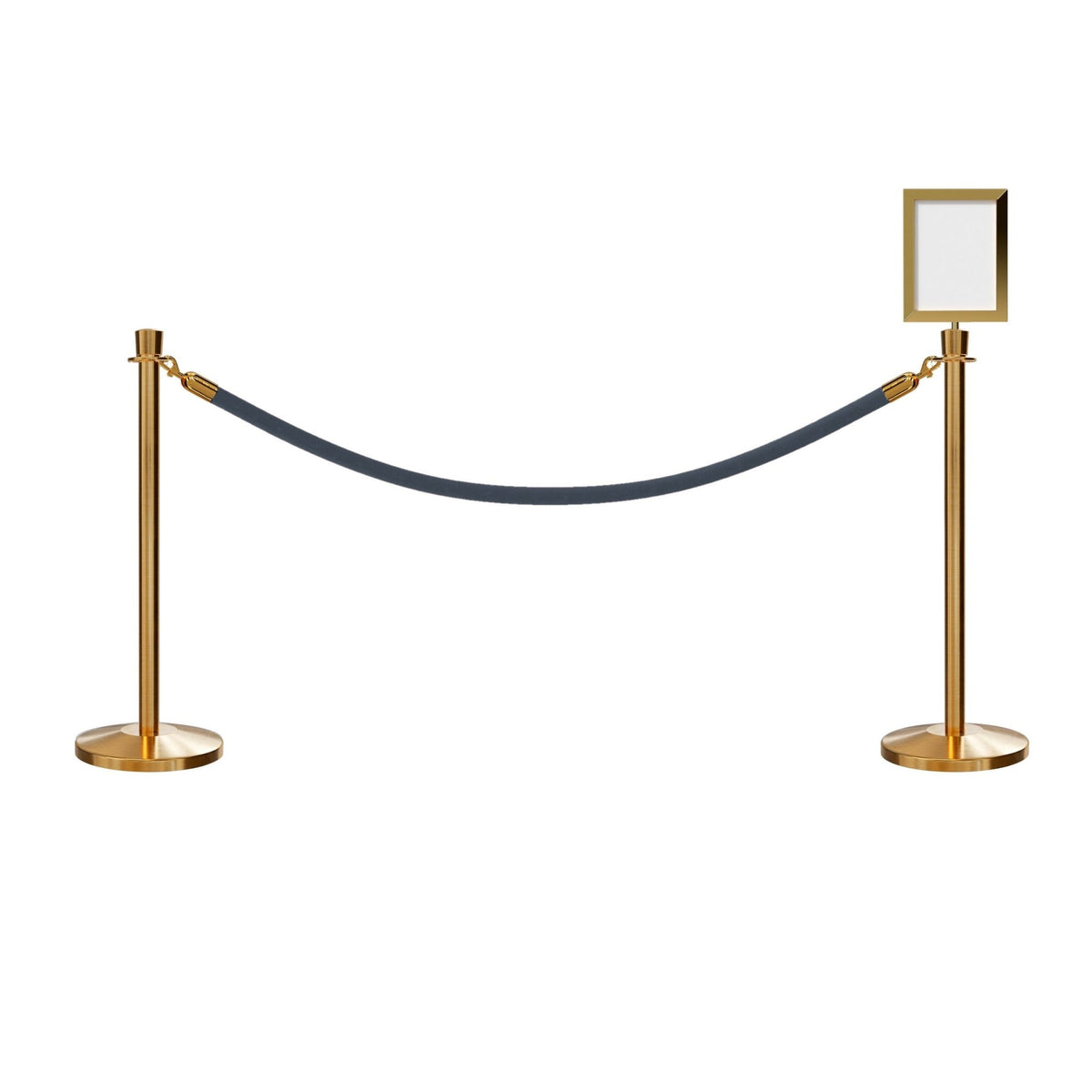 Crown Top Post and Rope Stanchion Kit with Sign Frame - Montour Line - Crowd Control Warehouse