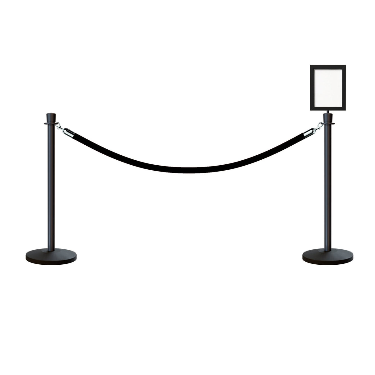 Crown Top Post and Rope Stanchion Kit with Sign Frame - Montour Line - Crowd Control Warehouse