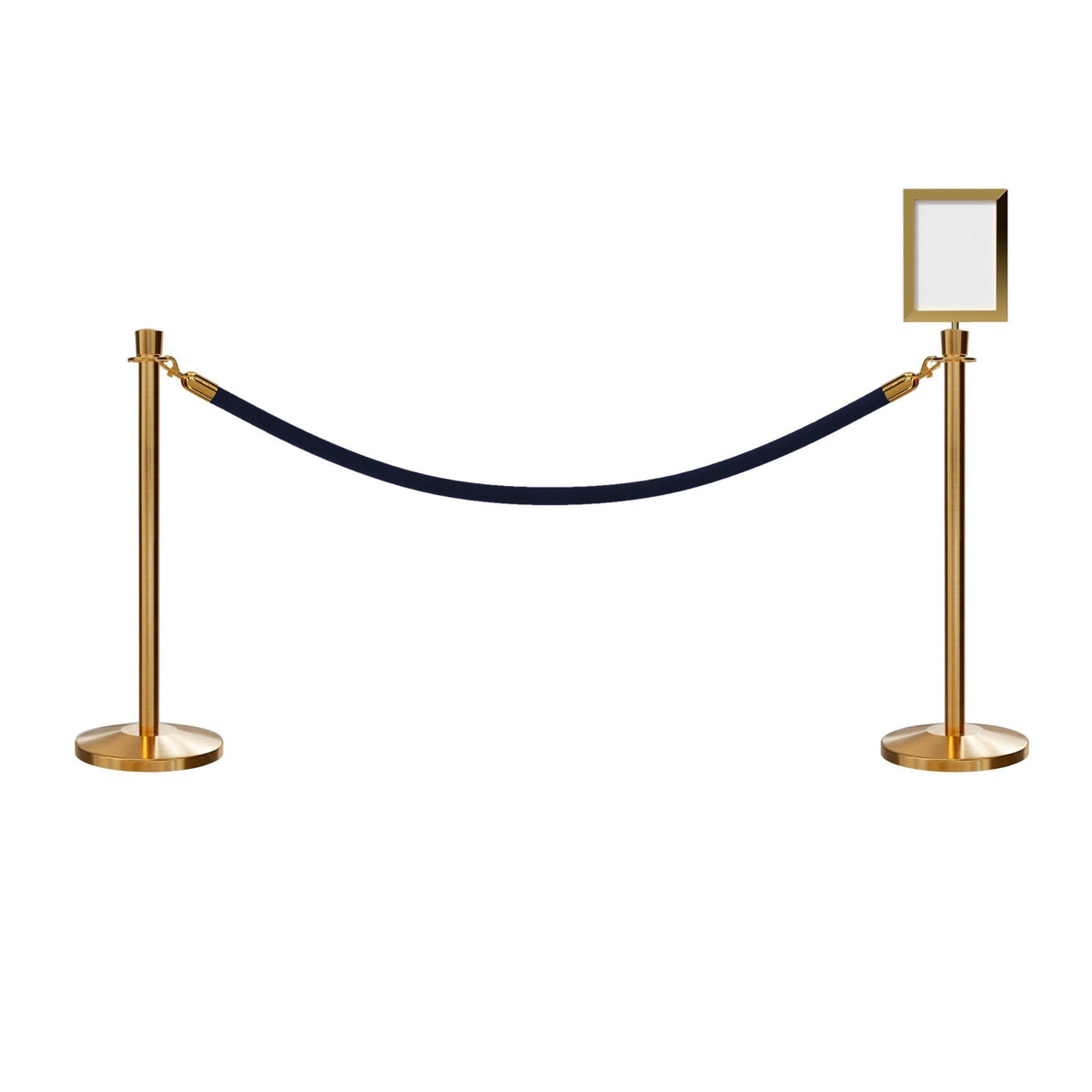 Crown Top Post and Rope Stanchion Kit with Sign Frame - Montour Line - Crowd Control Warehouse