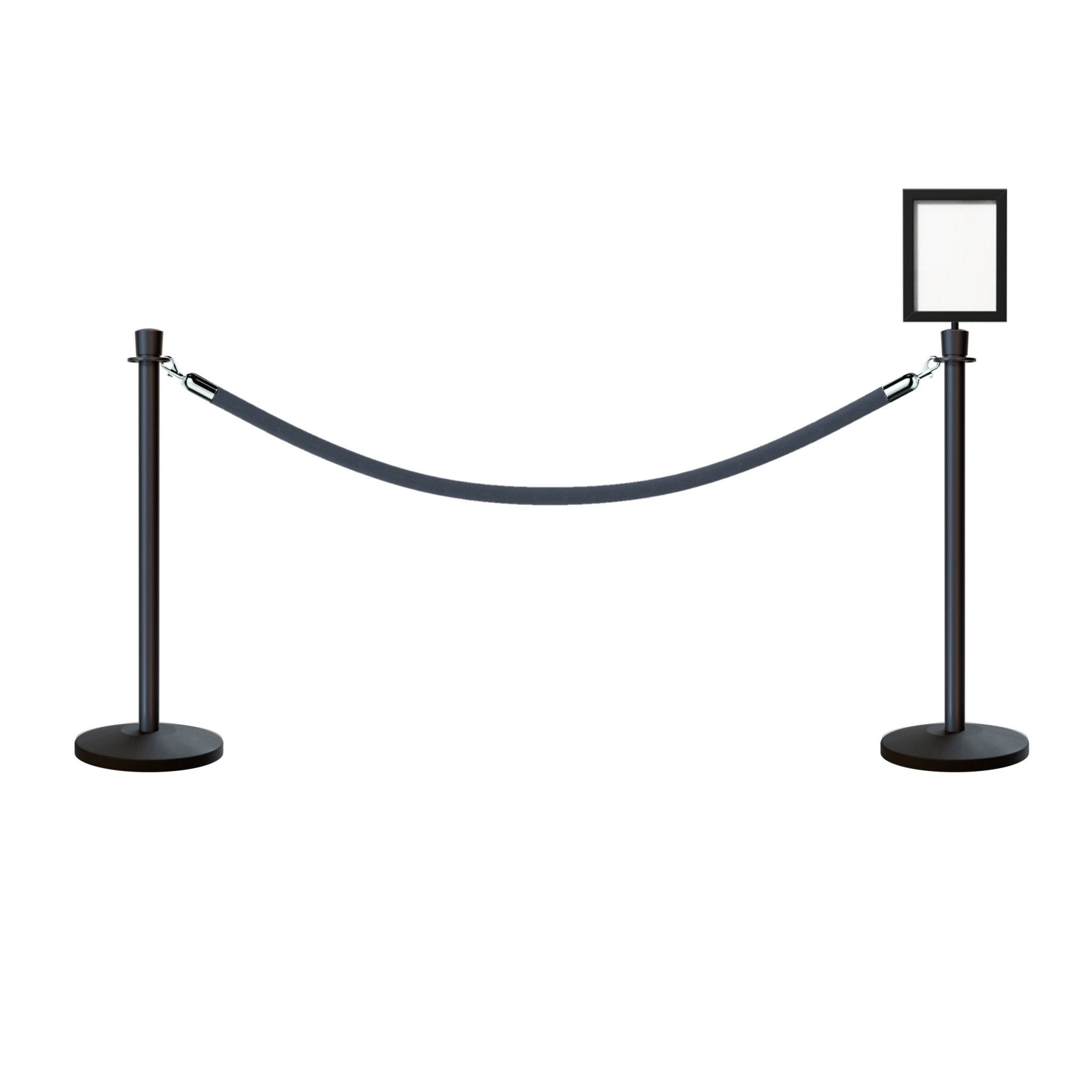 Crown Top Post and Rope Stanchion Kit with Sign Frame - Montour Line - Crowd Control Warehouse