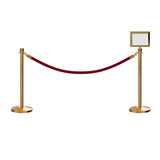 Crown Top Post and Rope Stanchion Kit with Sign Frame - Montour Line - Crowd Control Warehouse