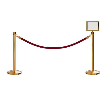 Crown Top Post and Rope Stanchion Kit with Sign Frame - Montour Line - Crowd Control Warehouse