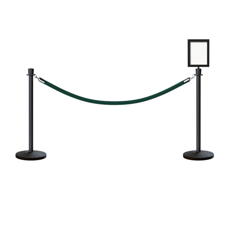 Crown Top Post and Rope Stanchion Kit with Sign Frame - Montour Line - Crowd Control Warehouse