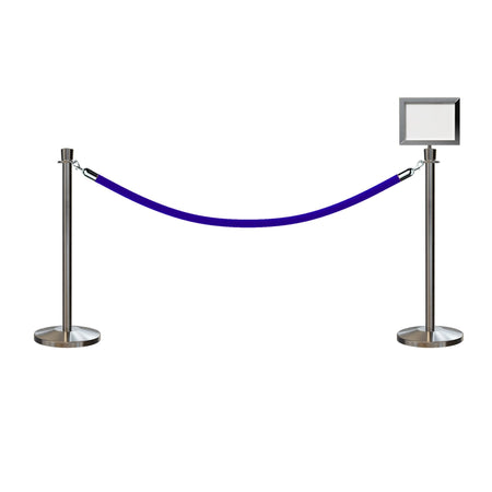 Crown Top Post and Rope Stanchion Kit with Sign Frame - Montour Line - Crowd Control Warehouse
