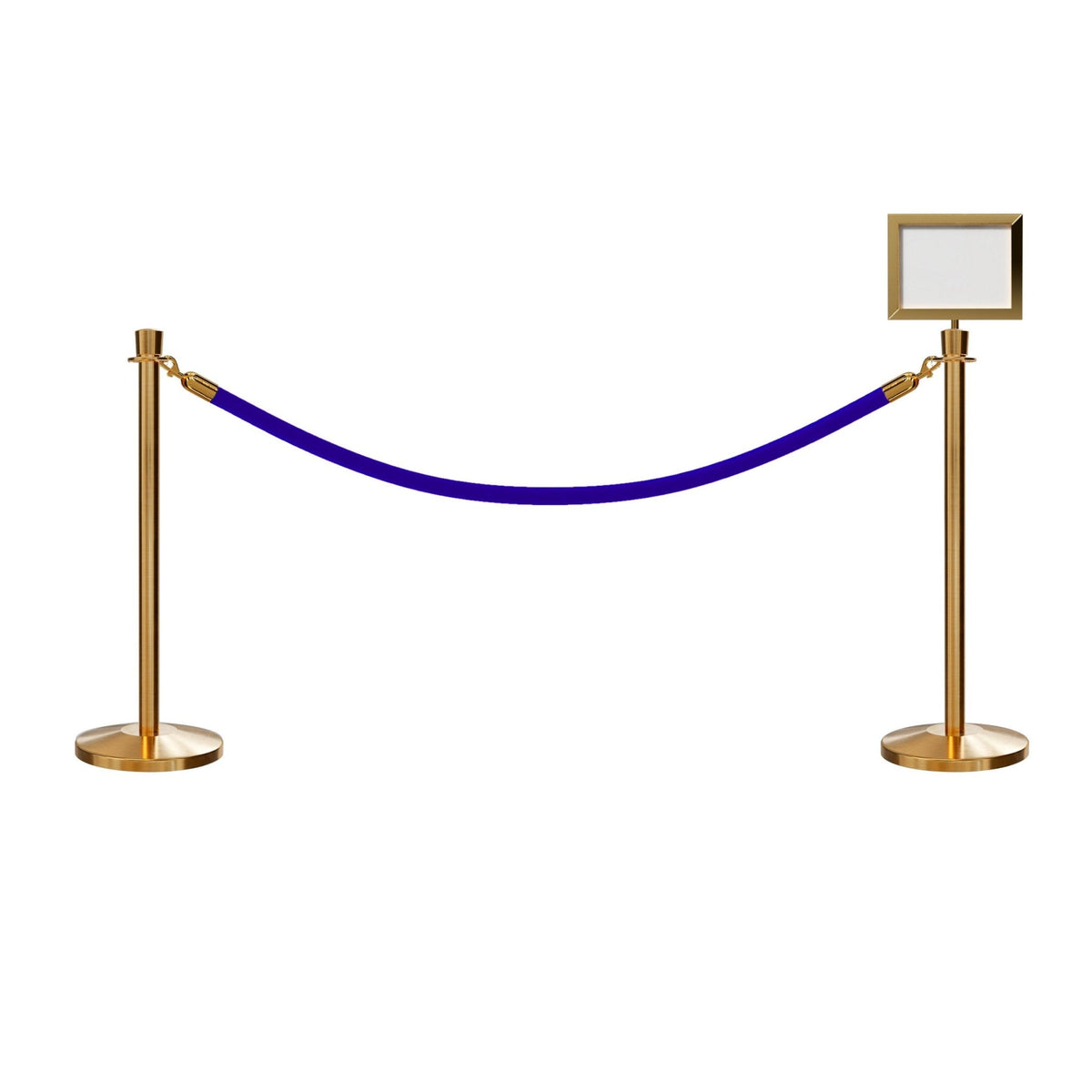 Crown Top Post and Rope Stanchion Kit with Sign Frame - Montour Line - Crowd Control Warehouse