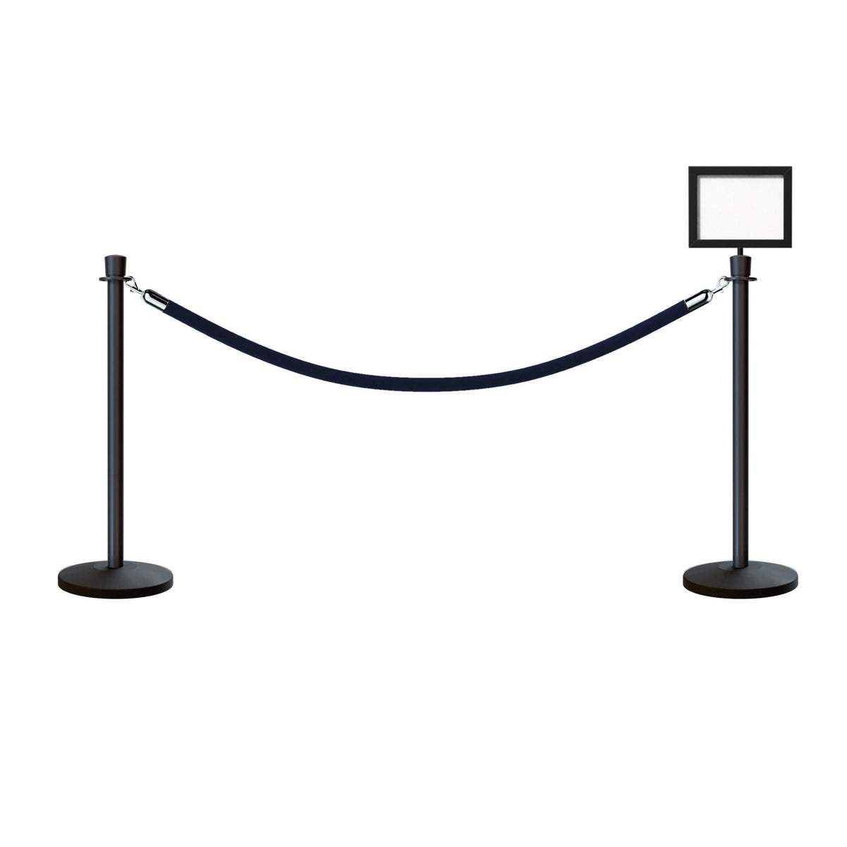 Crown Top Post and Rope Stanchion Kit with Sign Frame - Montour Line - Crowd Control Warehouse